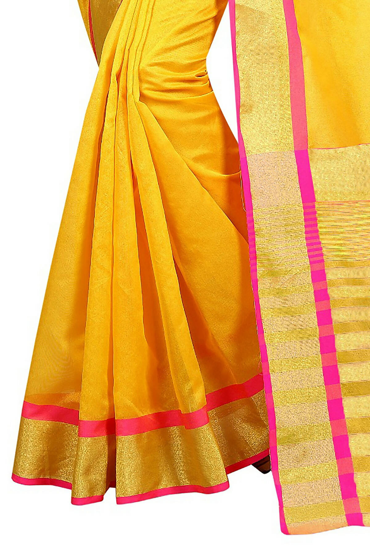 Vamika Yellow Cotton Silk Weaving Saree (Mastani Weaving Gold)