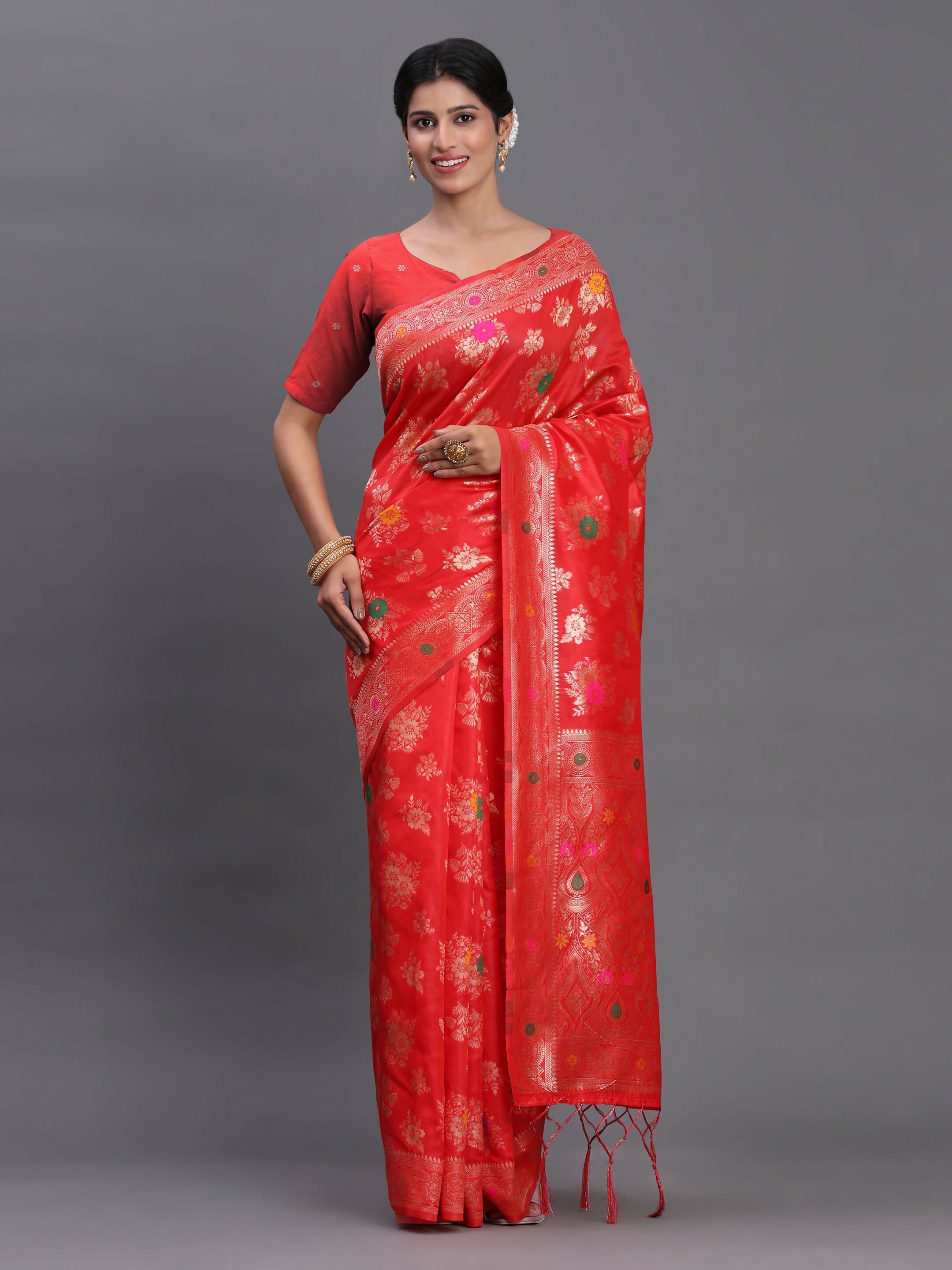 Shree Shyam Fashion Banarasi Silk Red Saree