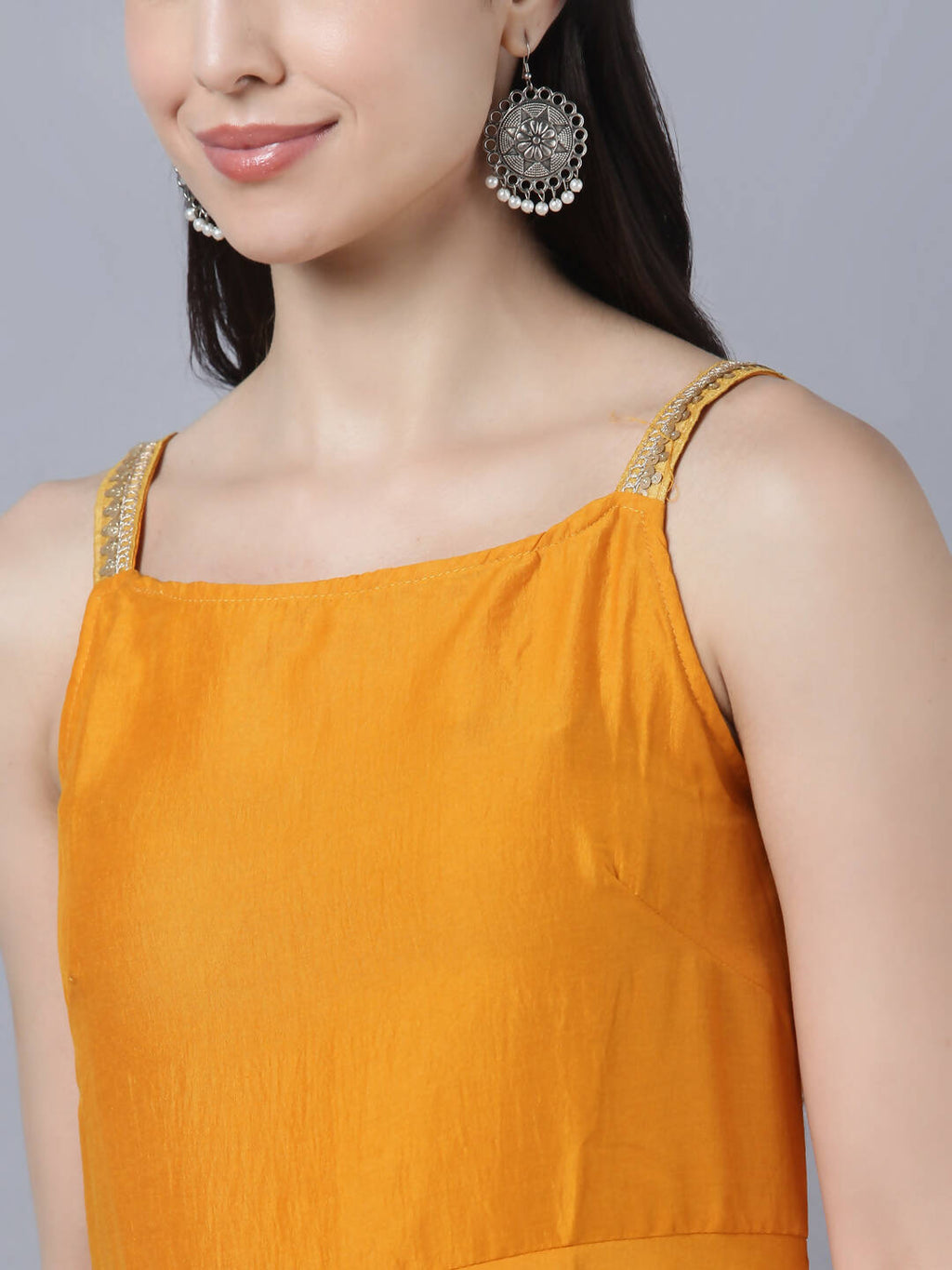 Myshka Women Yellow Panelled Kurta with Palazzos With Dupatta