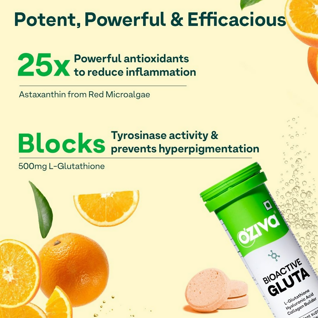 OZiva Bioactive Gluta Fizzy (L-Glutathione) Tablets