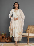 Yufta Mustard Gota_Patti Cotton Anarkali Kurta Dupatta Pant Set