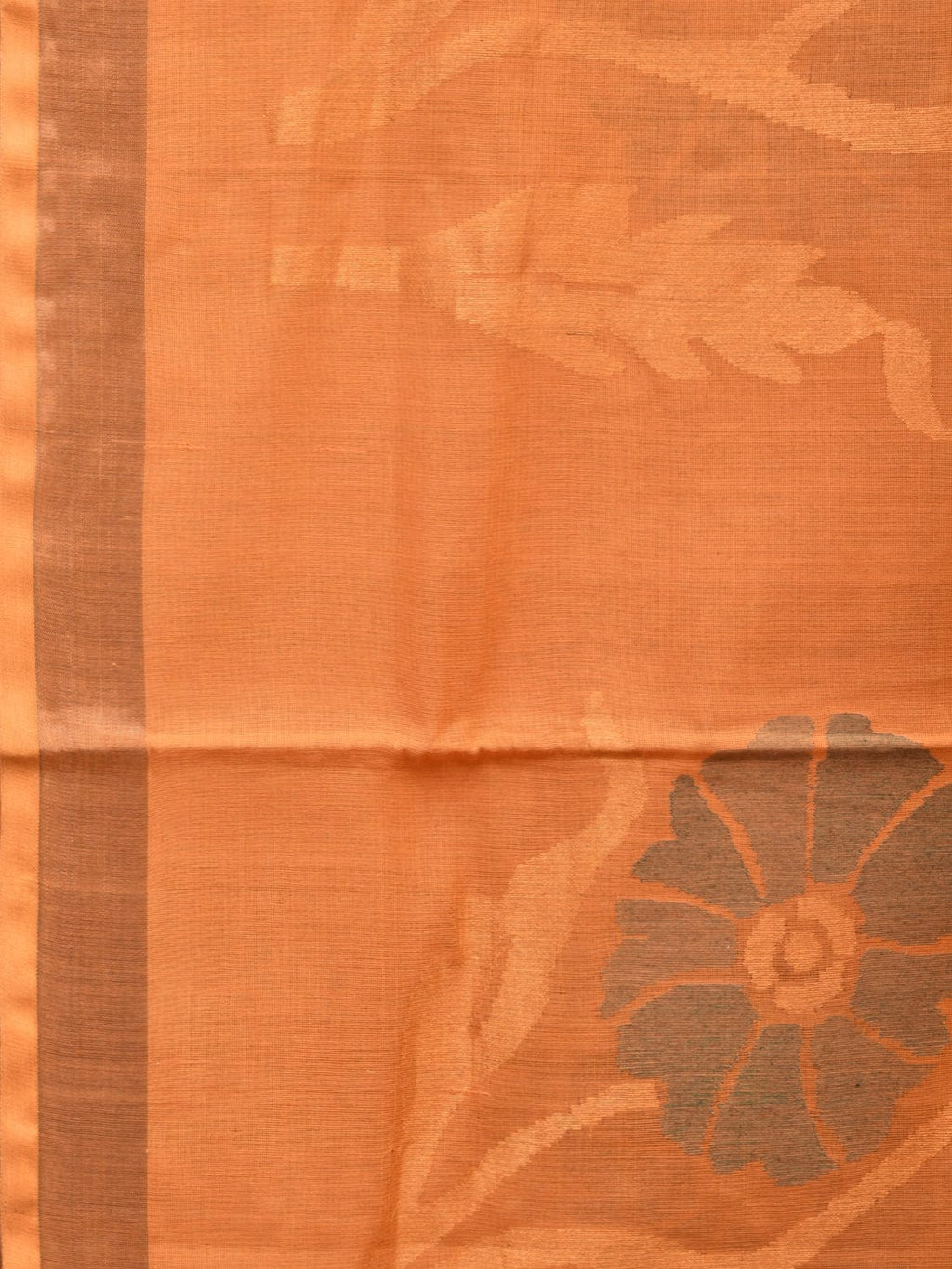 Mustard Khadi Cotton Handloom Saree with All Over Big Flowers Design - Global Threads