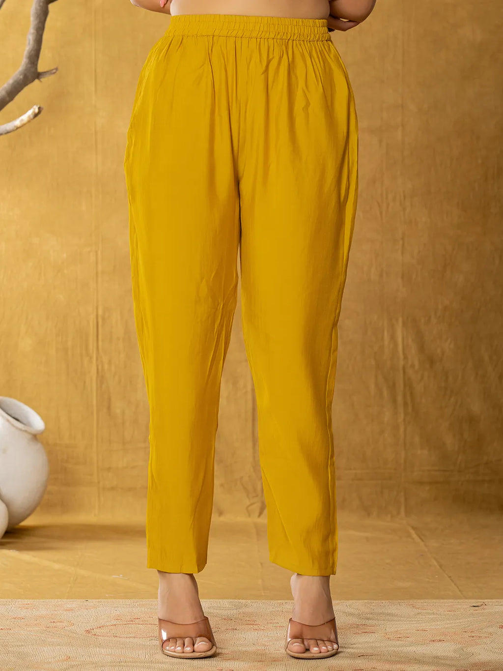 Yufta Mustard Silk Kurta Dupatta Pant Set