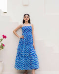 Aayaa Designer crape hand work Multi indo western - Blue
