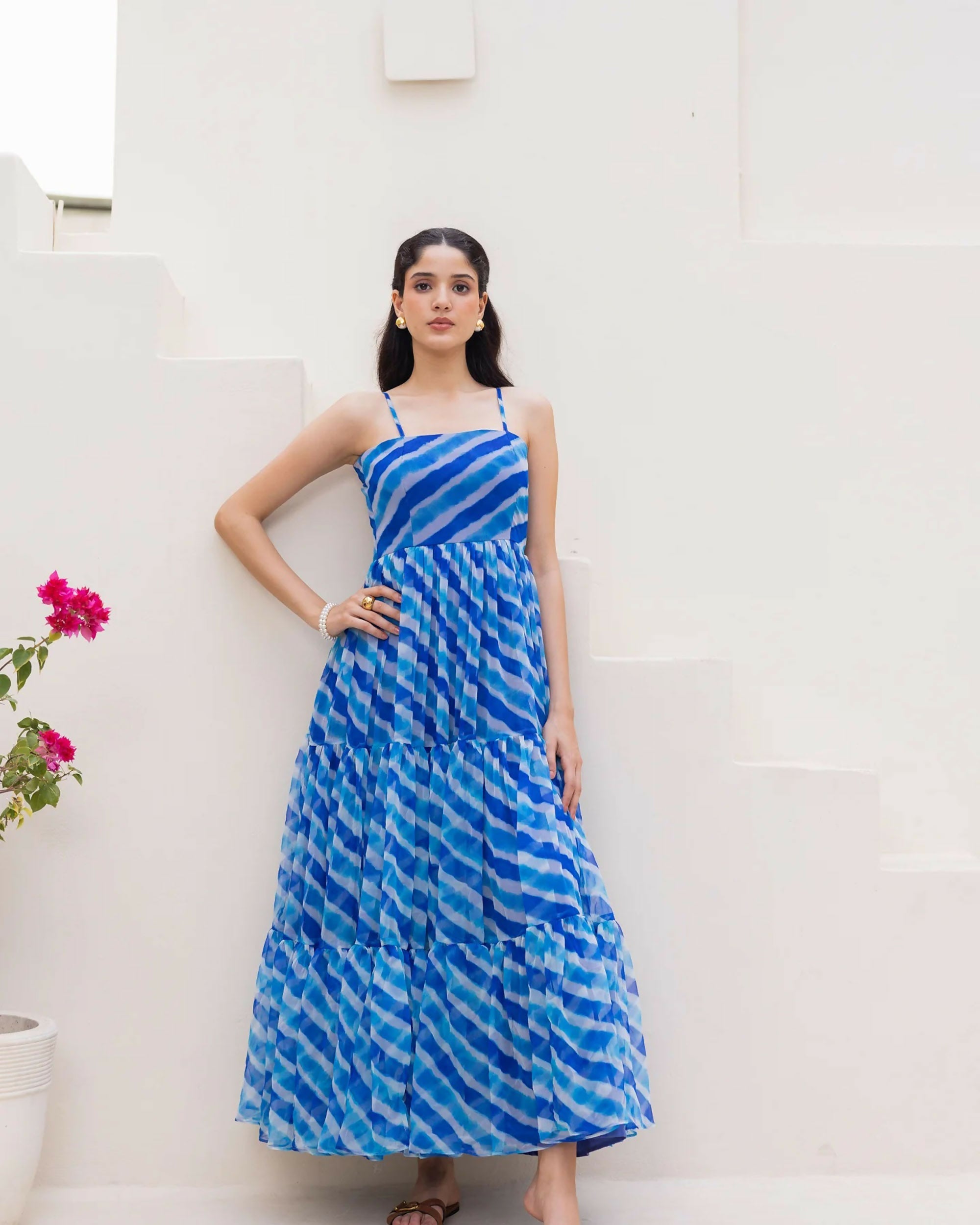 Aayaa Designer crape hand work Multi indo western - Blue