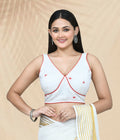 Joban Fashion Women's White Embroidered Stitched Blouse