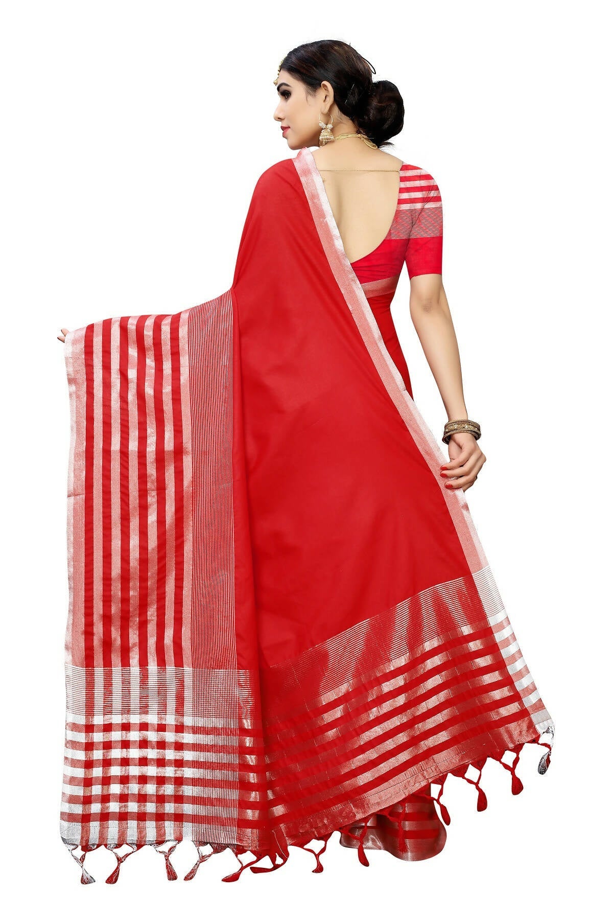 Vamika Red Cotton Silk Weaving Saree (Twitter Red)