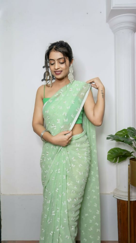 Vamsee Patangiyu Green Georgette Saree