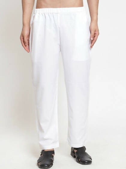 Jompers Men White Solid Pyjamas