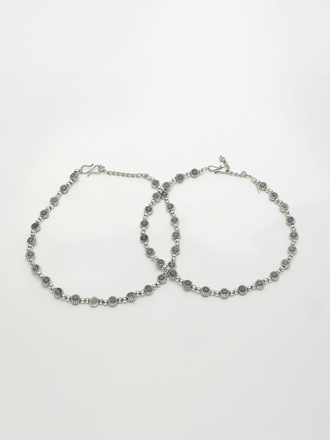 NVR Women's Set of 2 Silver-Plated German Silver Anklets