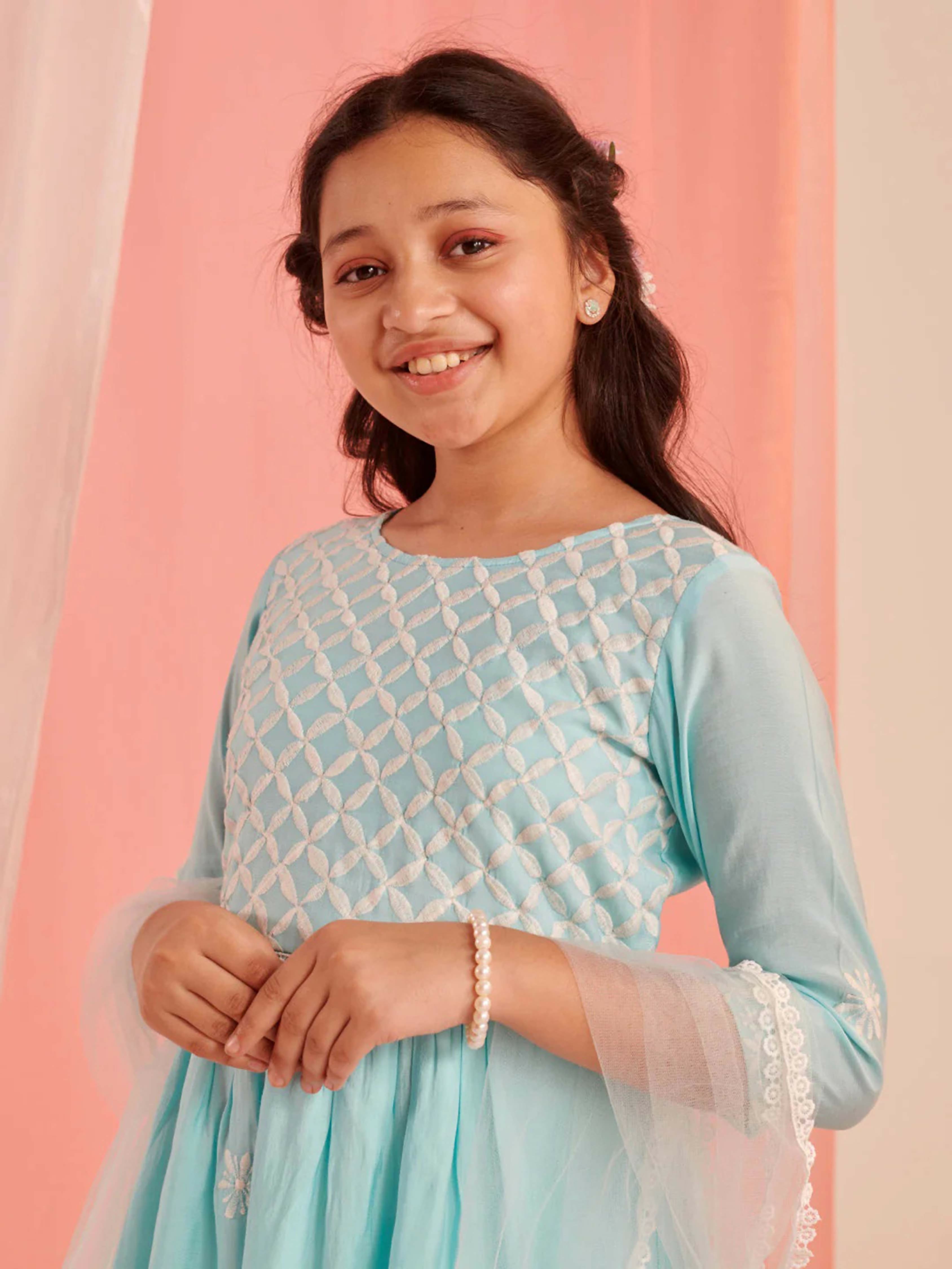 Joban Fashion Girl's Sky Blue Color Palazzo Set