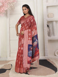 Shree Shyam Fashion Linen Cotton Rust Saree