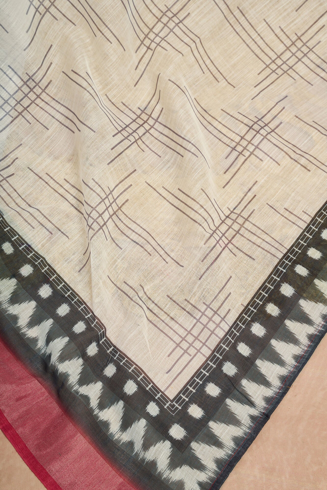 Vastranavya Digital Printed Linen Ready To Wear Pocket Saree with Unstitched Blouse