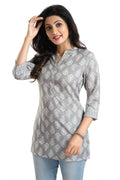 Snehal Creations Gracious Gray Rayon Short Kurti Tunic Top