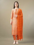 Jyoti Fashion Women's Orange Rayon Embroidery & Sequence work Kurta with Trouser & Dupatta
