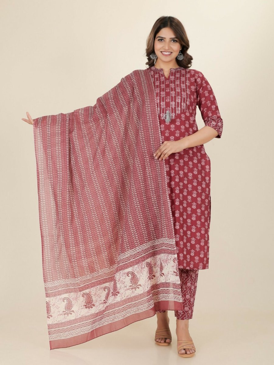 Aramya Straight Soft Cotton Block Print Women's Kurta - Pink