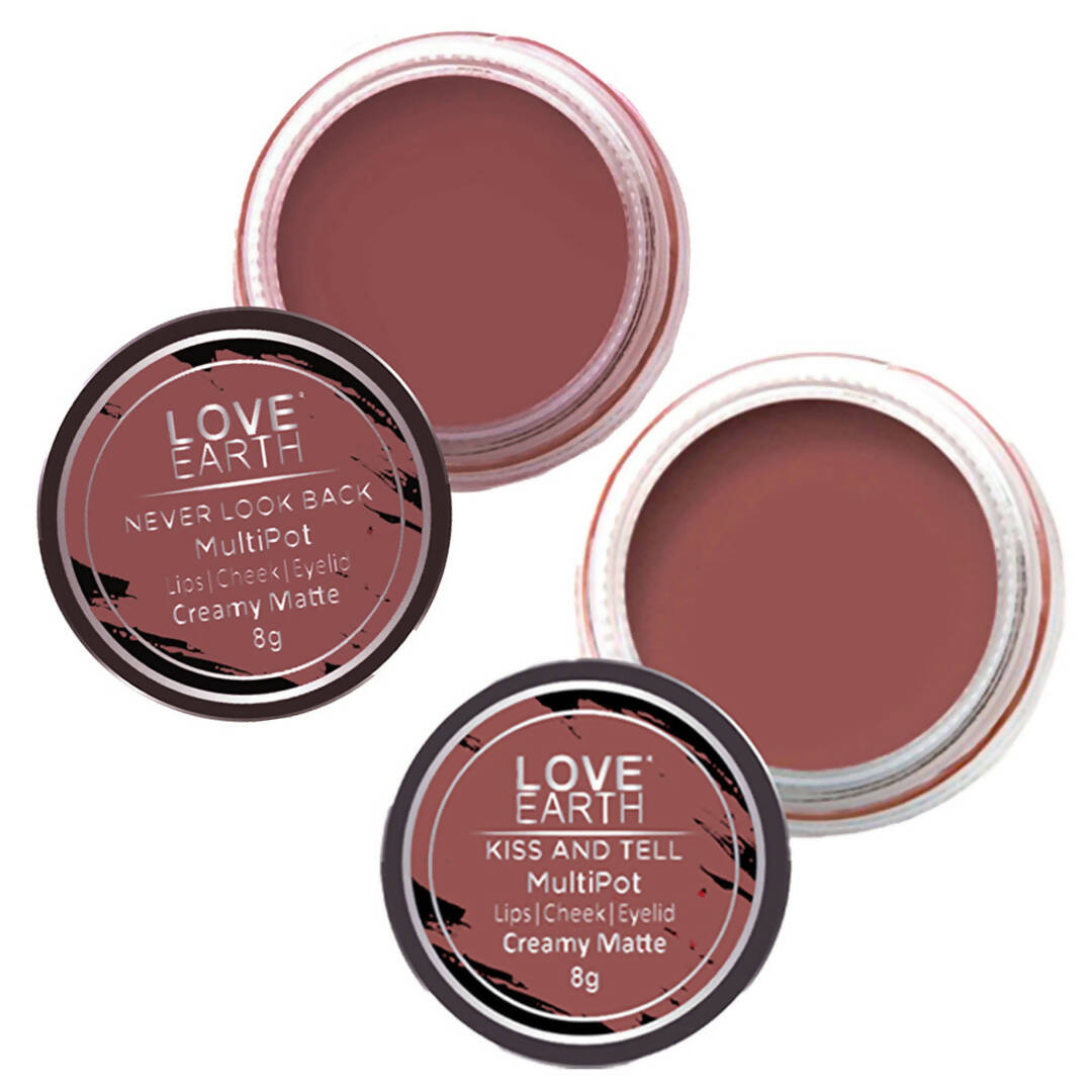 Love Earth Lip Tint & Cheek Tint Multipot Combo (Mauvish Pink & Ruby Pink)