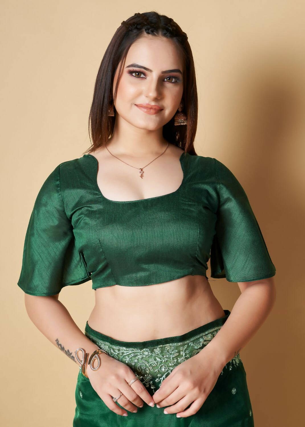 Vamsee Green Organza Saree