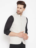 Even Apparels Cream Merino Men Woven Nehru Jacket BF504