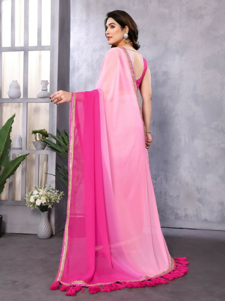 Designer Partywear Pink Georgette Fancy Saree - Kanak