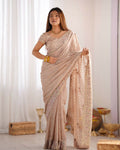 Vamsee Mumtaz Cream Crunchy Crush Saree