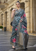 Lovely Navy Blue Polly Brasso Designer Saree - Emponline
