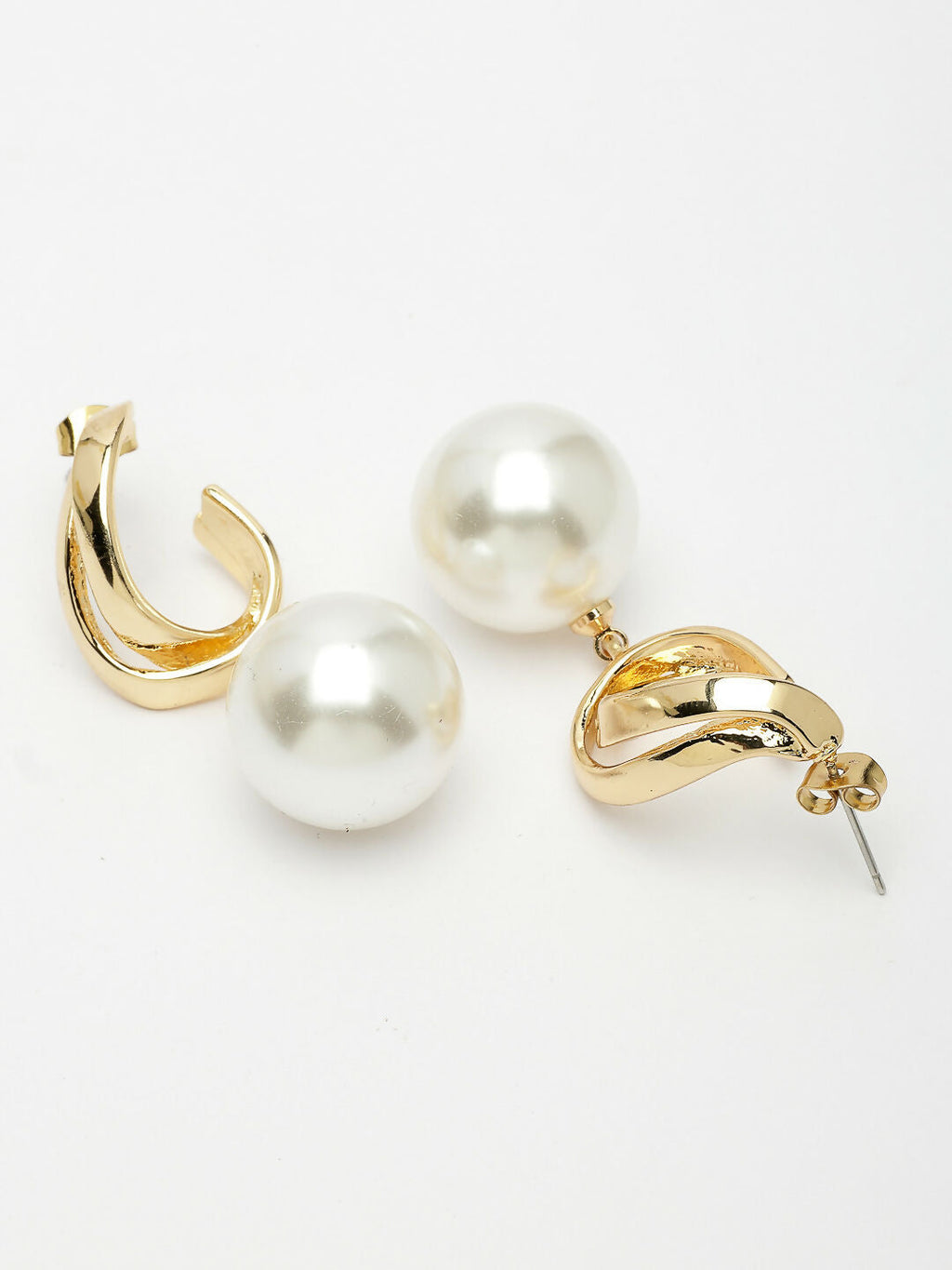 NVR Women's Gold-Polished Pearl Drop Earrings