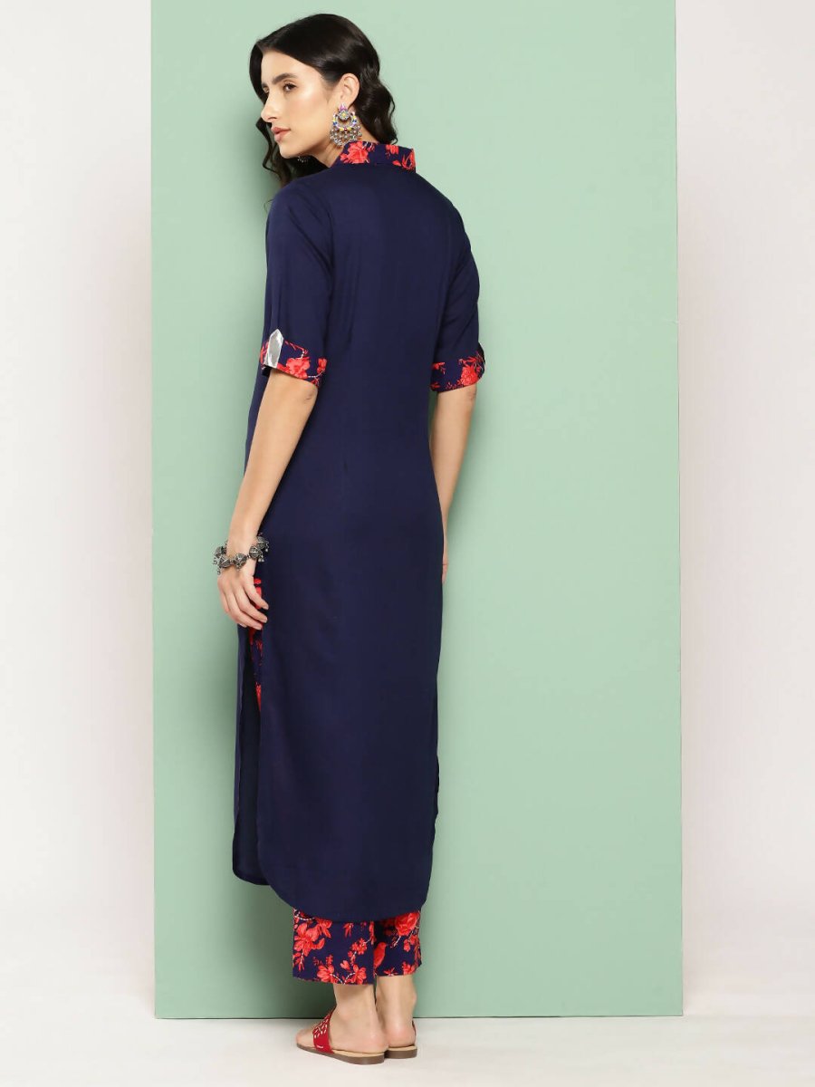 Ahalyaa Womens Kurta Set - Navy Blue