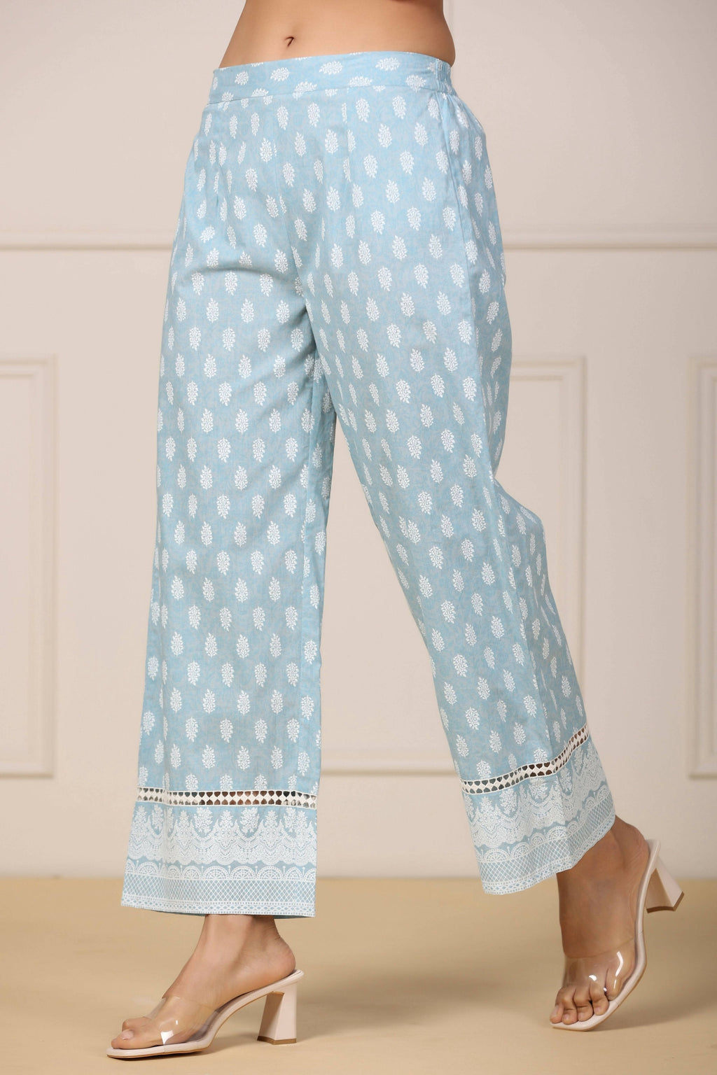 Juniper Women's Skyblue Printed Straight Kurta Sets