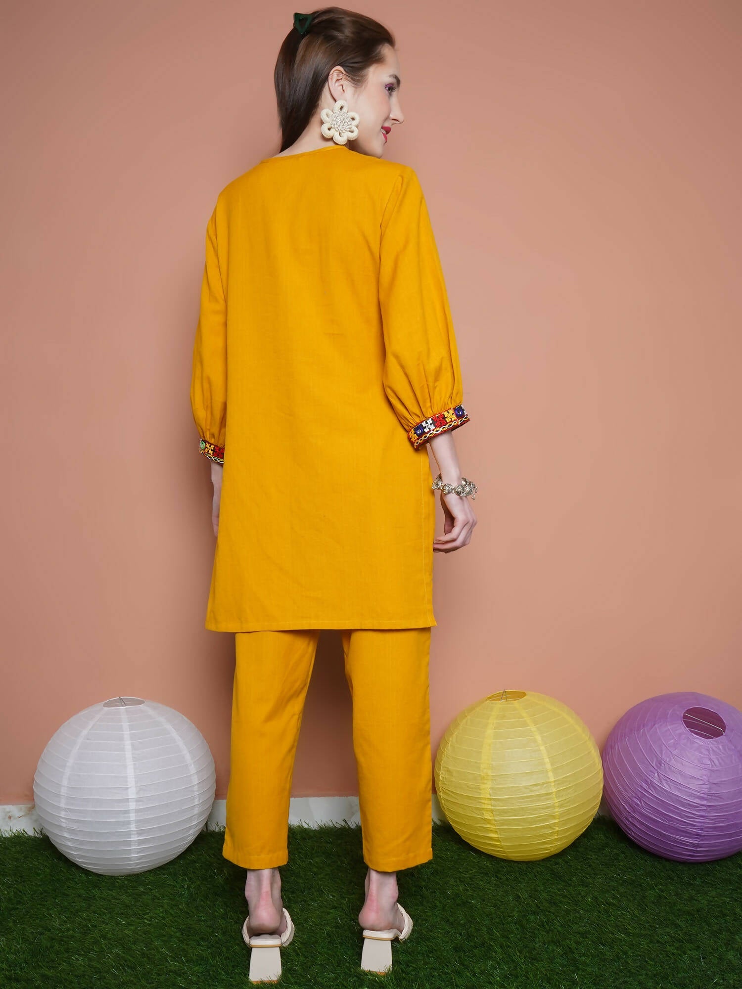 Women Republic Mustard Cotton Kurta Set