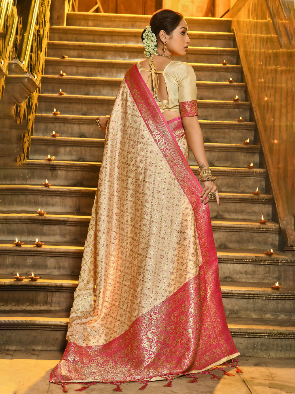 Shree Shyam Fashion Rajvastra Pink Banarasi Silk Saree