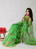Vamsee Nakshatra Latakn Green Organza Saree