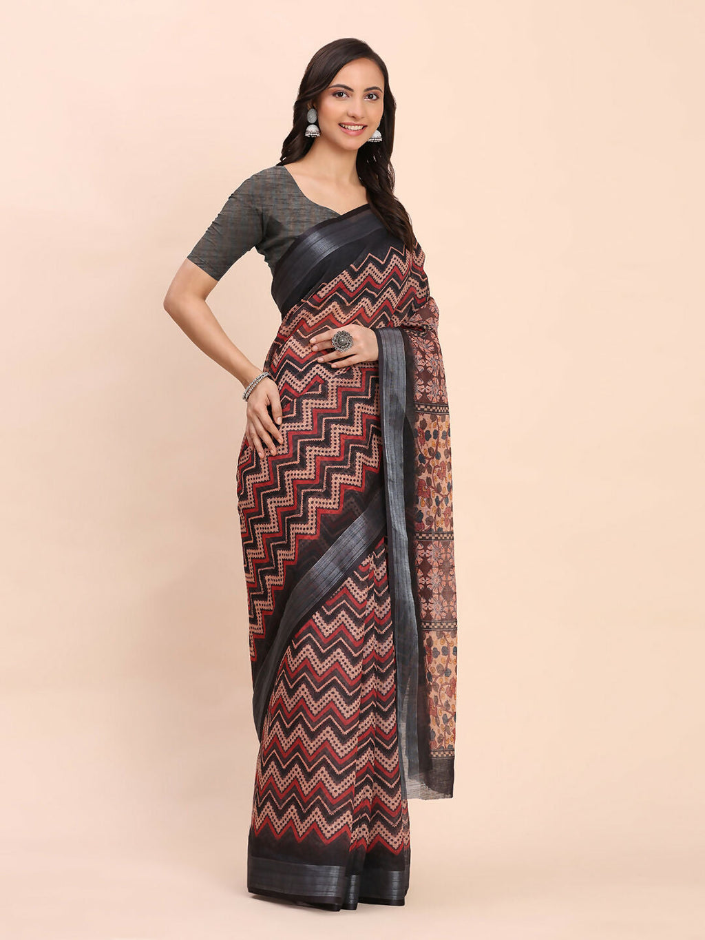 Shree Shyam Fashion Linen Cotton Black Saree