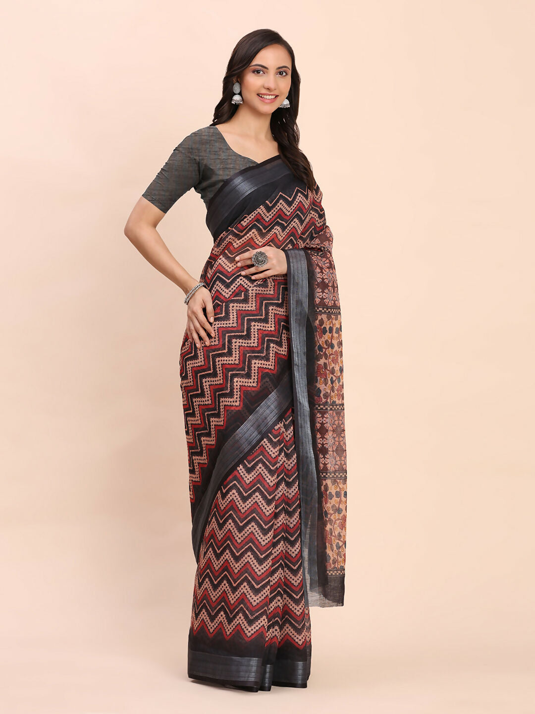 Shree Shyam Fashion Linen Cotton Black Saree