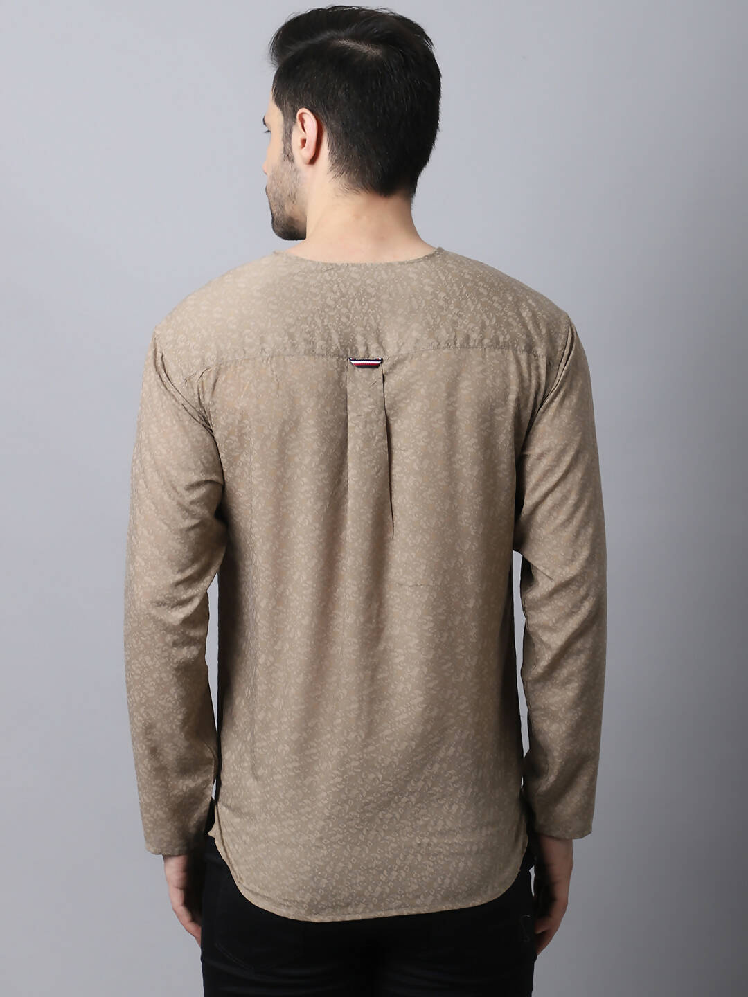 Even Apparels Beige Pure Cotton Round Neck Slit Men's Kurta
