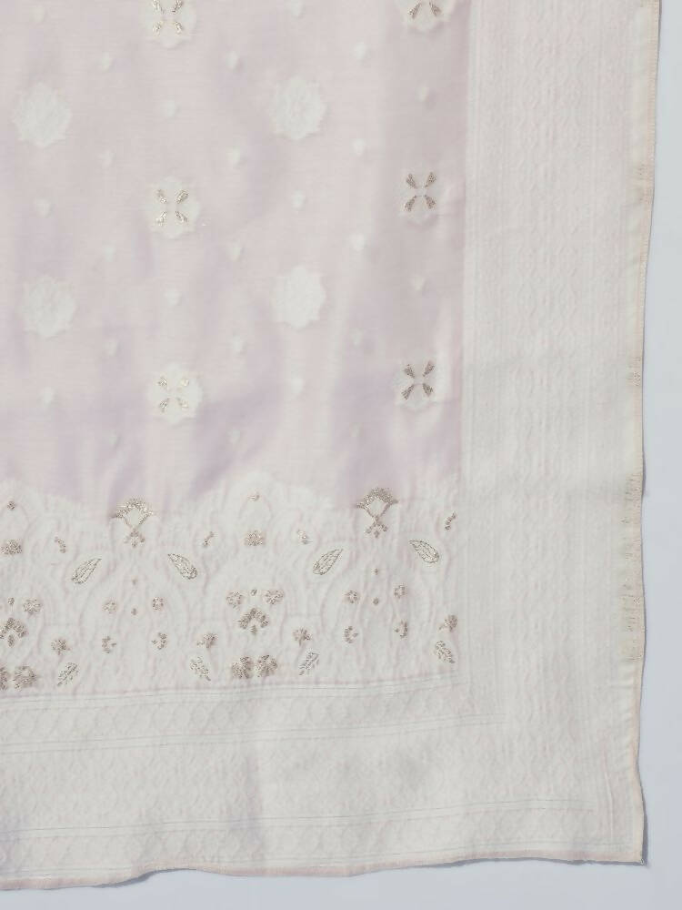 Myshka Women Pink Embroidered Kurta & Trousers With Dupatta