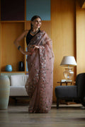 Vamsee Brown Organza Saree