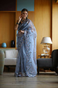 Vamsee Blue Organza Saree