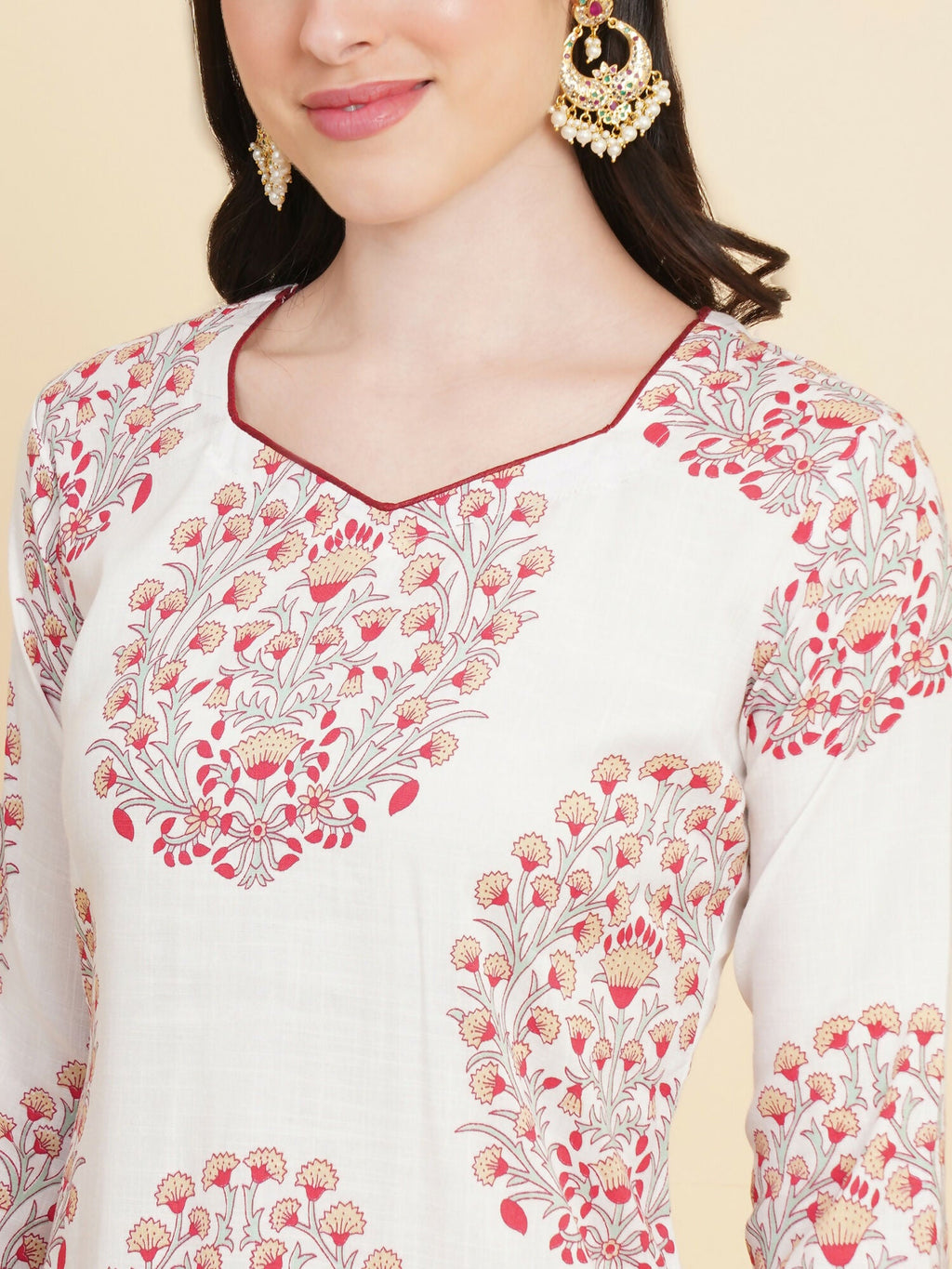 Designer Stylish White cotton Stitched Suit With Dupatta - Tanisha