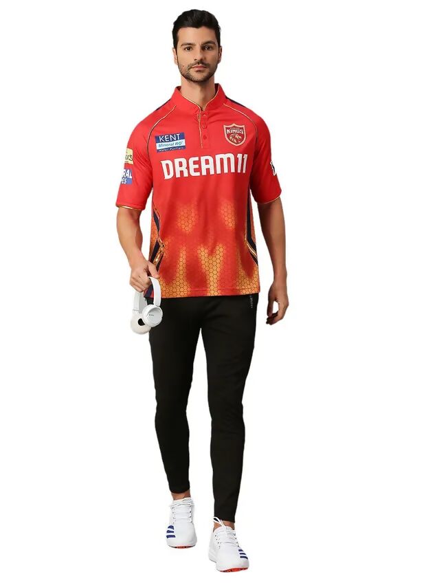 Punjab Kings Men Red Printed Half Sleeves Jersey IPL, T20