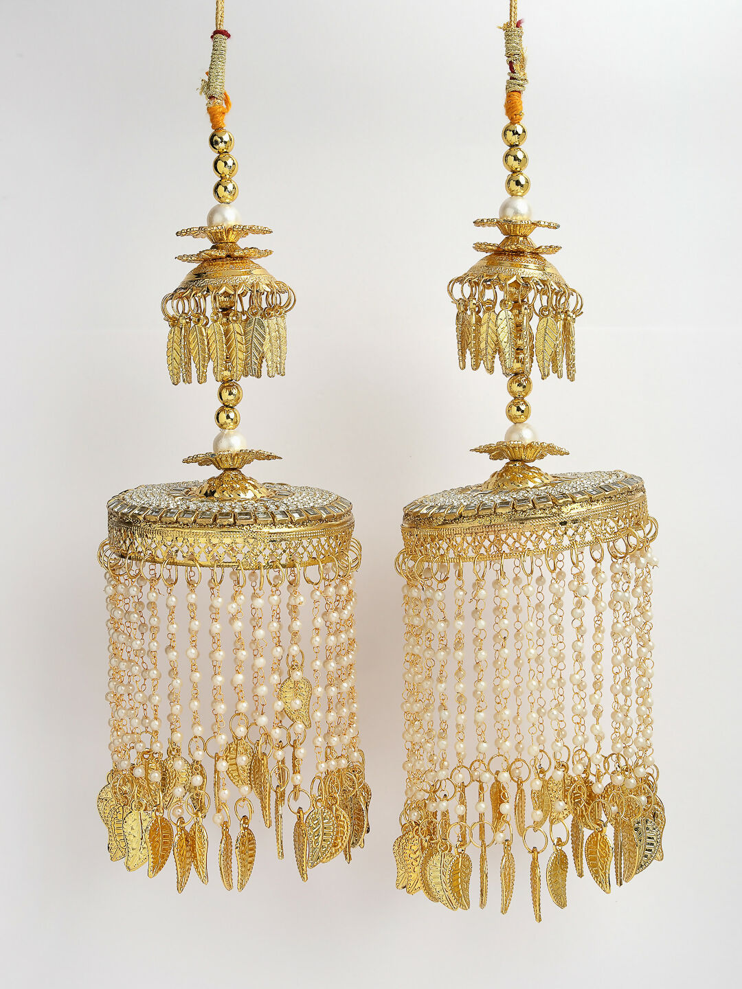 NVR Women's Pack Of 2 Gold-Polished Kundan Bridal Heavy Kaleera Sets
