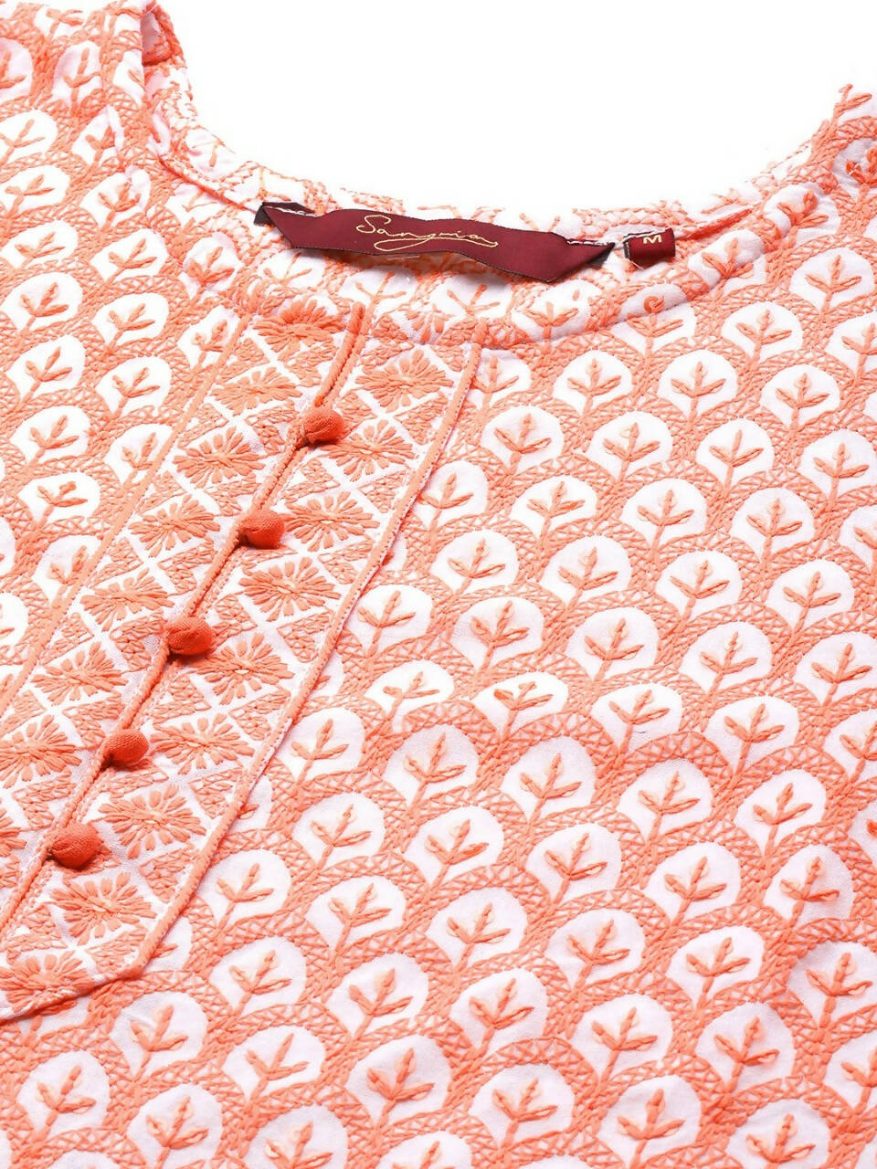 Deeps women's Orange Embroidered Rayon Kurta