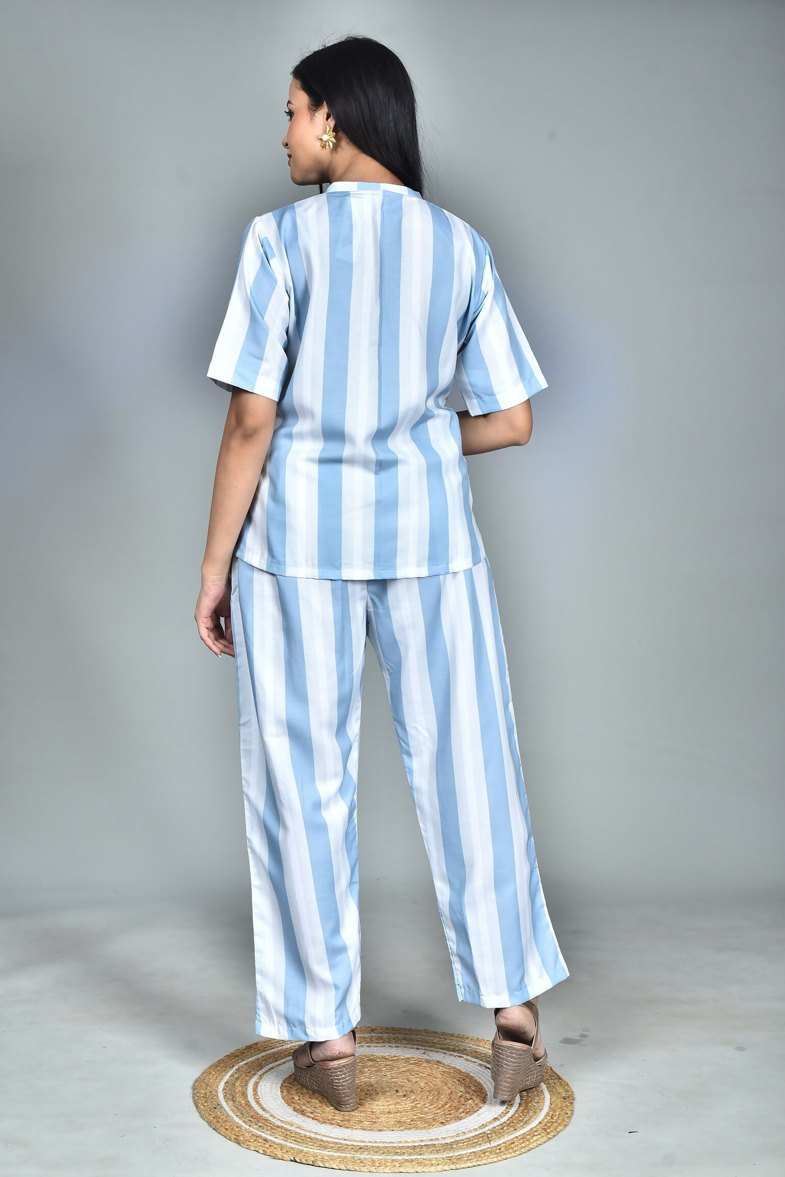 Morchari Digital Print Semi Muslin Co-Ord Set Top & Trouser-Multicolor