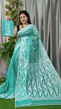 Exclusive Collection Sea Green Beautiful Jamdani Collection Saree