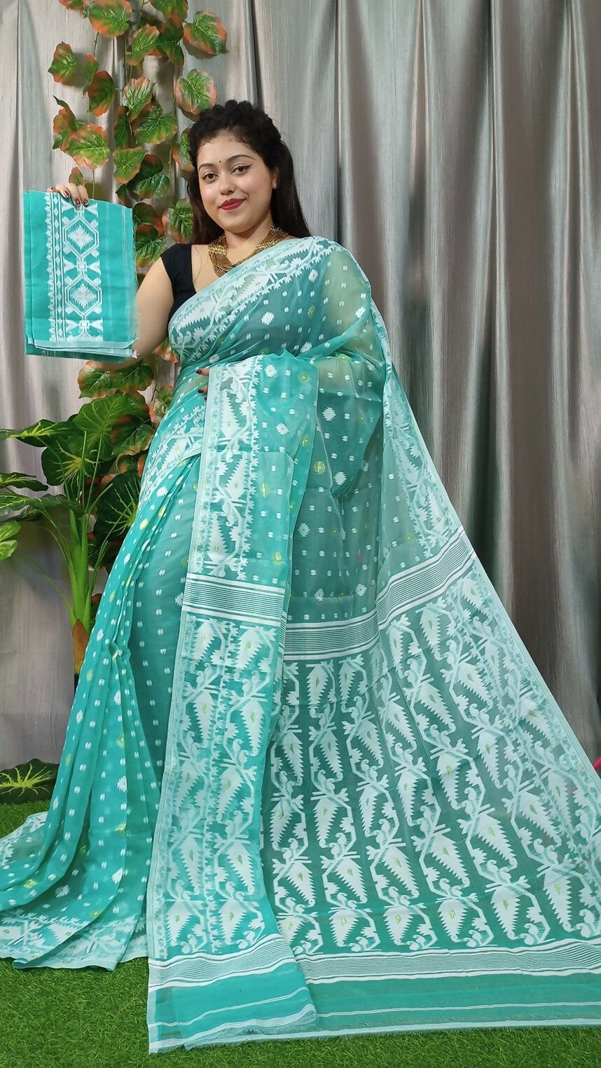 Exclusive Collection Sea Green Beautiful Jamdani Collection Saree