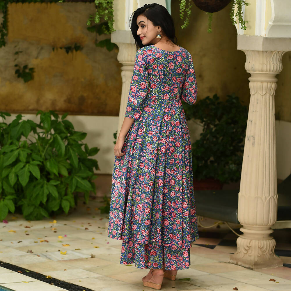 PartyWear Designer Blue and Pink Pure Maslin Palazzo Suit - Anbazaar