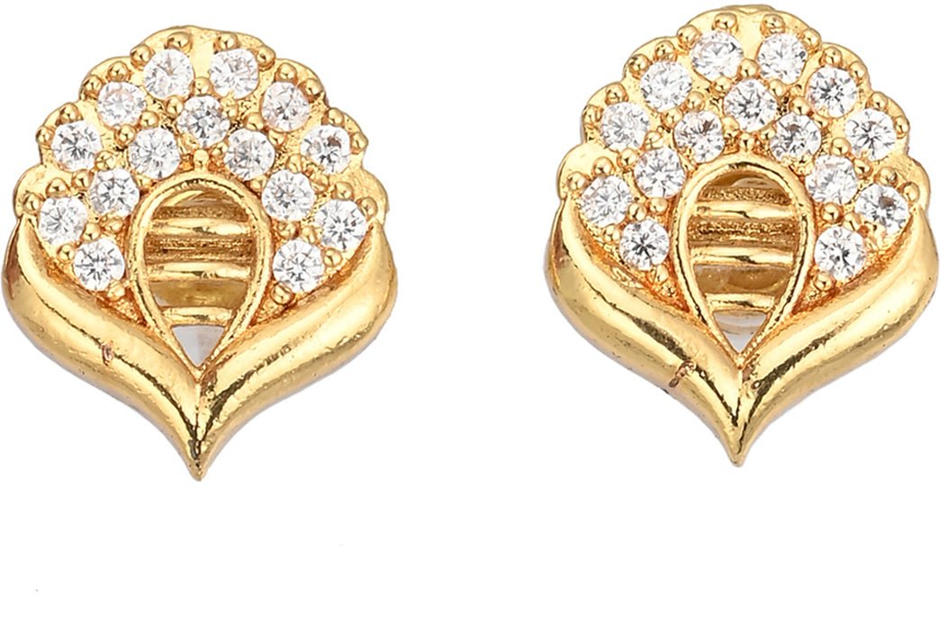 AanyaCentric Stylish Silver Plated Anklet & Gold-Polished American Diamond Earring Combo for Girls & Women