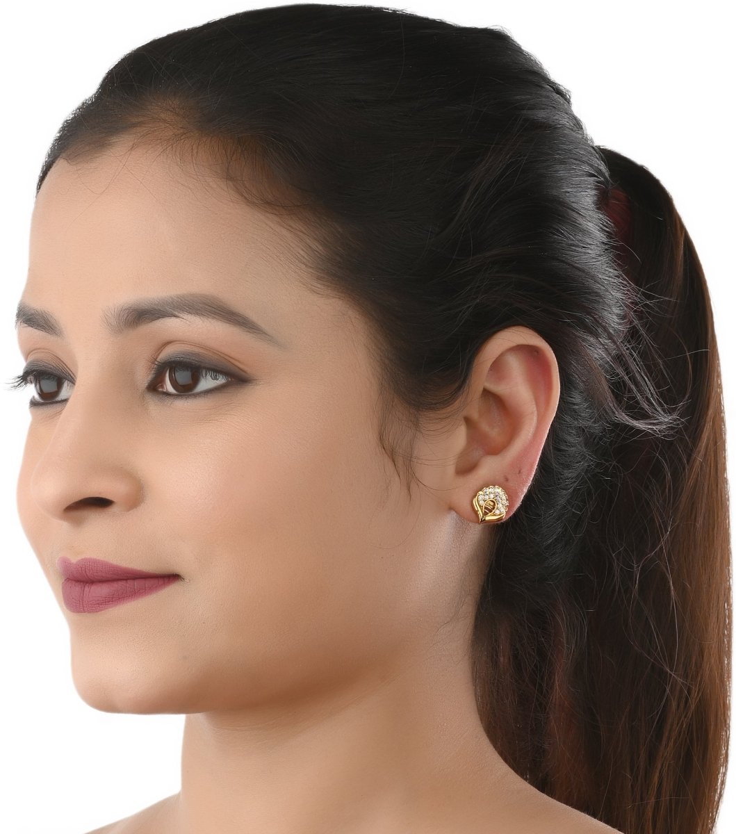 AanyaCentric Stylish Silver Plated Anklet & Gold-Polished American Diamond Earring Combo for Girls & Women