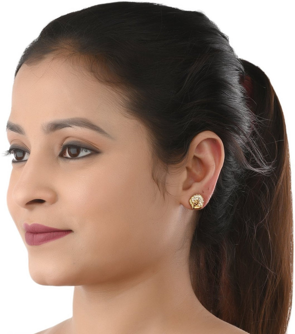 AanyaCentric Stylish Silver Plated Anklet & Gold-Polished American Diamond Earring Combo for Girls & Women