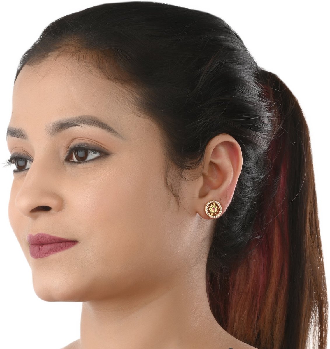 AanyaCentric Stylish Silver Plated Anklet & Gold-Polished American Diamond Earring Combo for Girls & Women